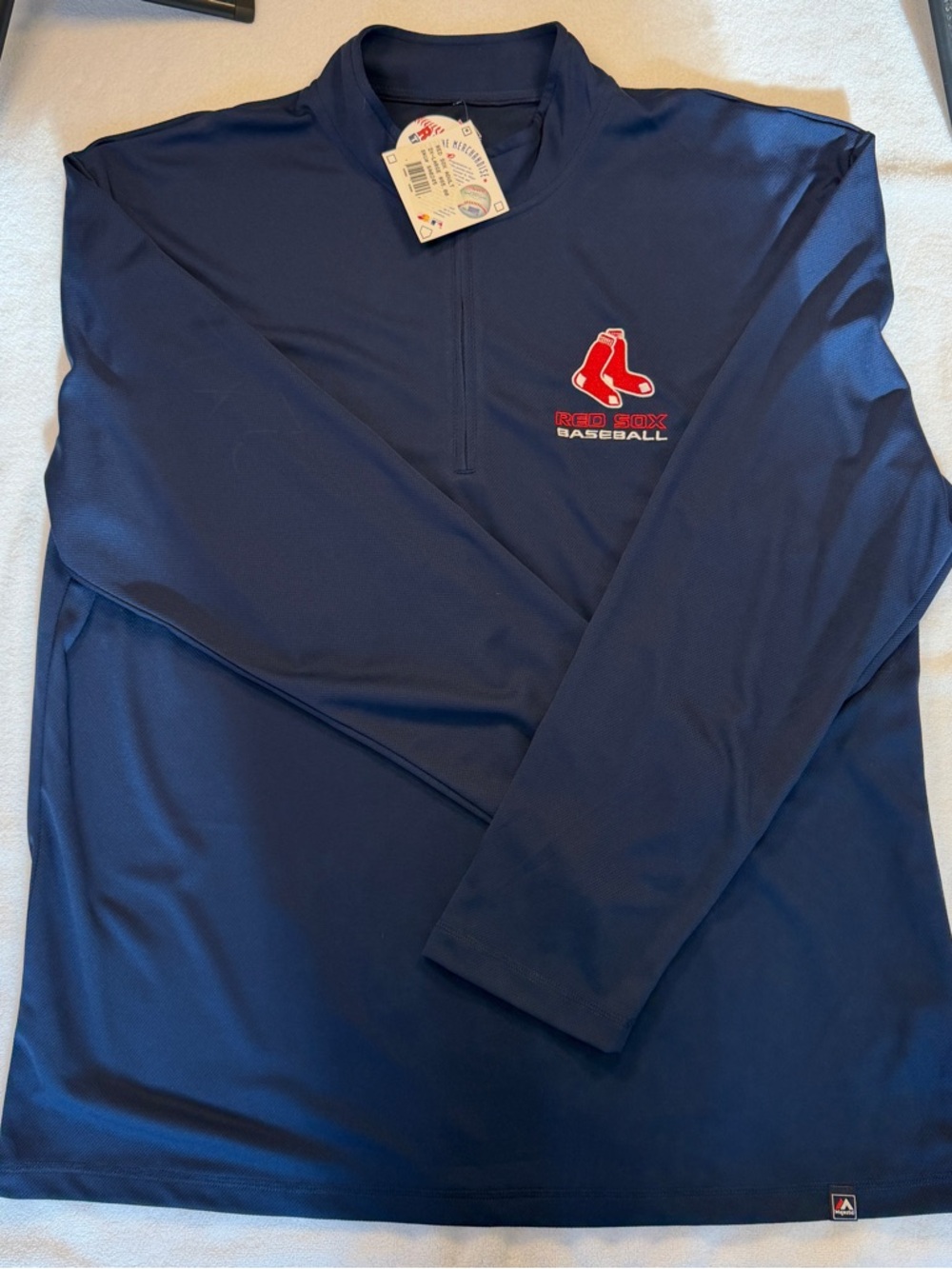 Boston Red Sox Majestic Quarter Zip Pullover NWT 2XL MLB Baseball Jacket